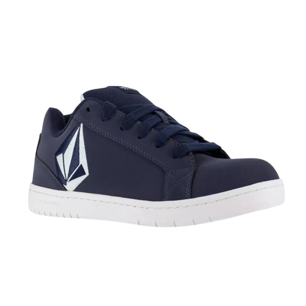 Volcom Mens Stone Comp Toe Work Shoes US 9.5 Navy Blue Leather EH SR NIB
